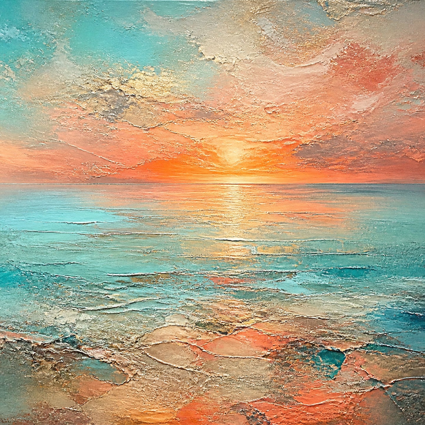 Coastal Afterglow Textured Canvas Wall Art