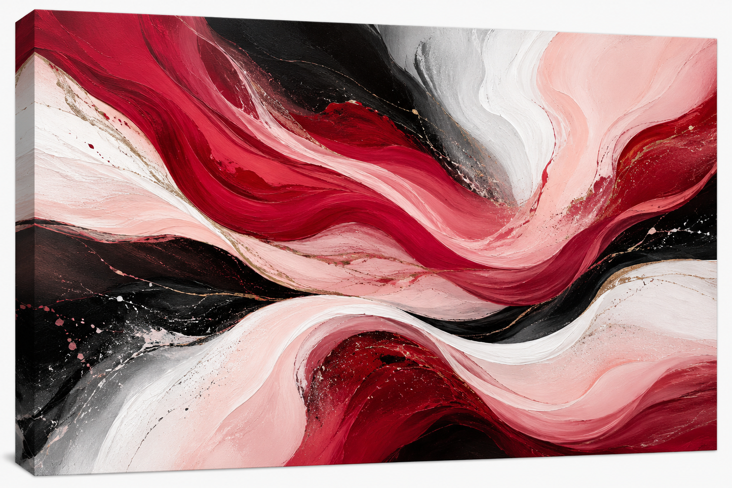 Crimson Blush Fluid Abstract Canvas