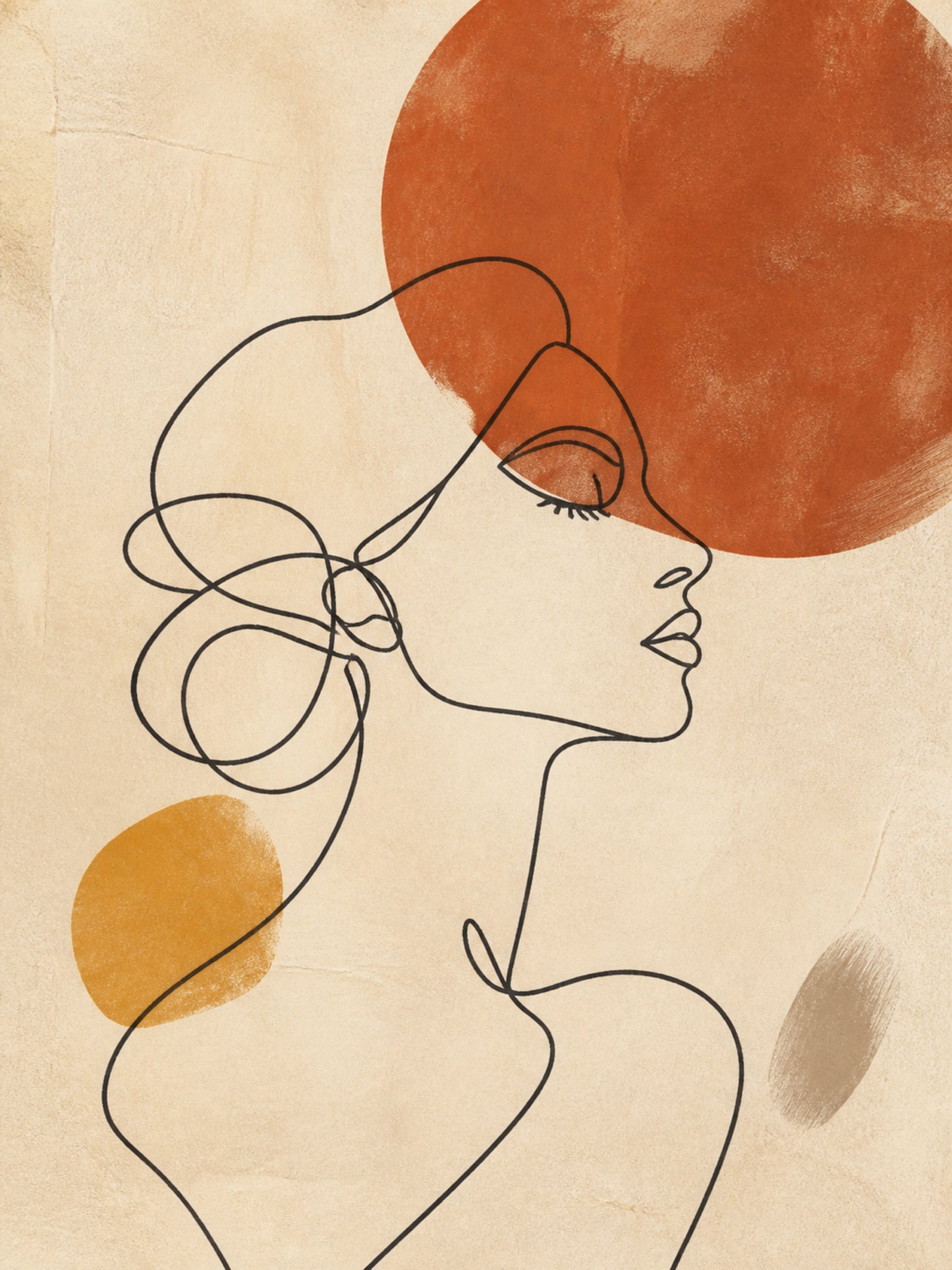 Sienna Sun Abstract Portrait Stretched Canvas Wall Art