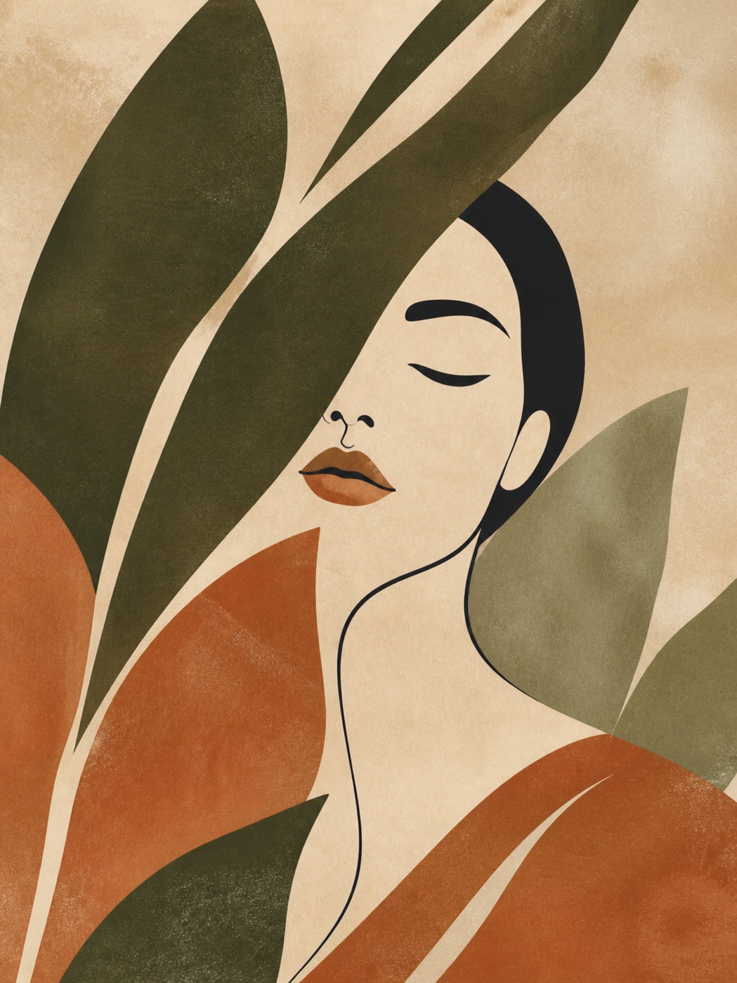 Botanical Reverie Abstract Portrait Stretched Canvas