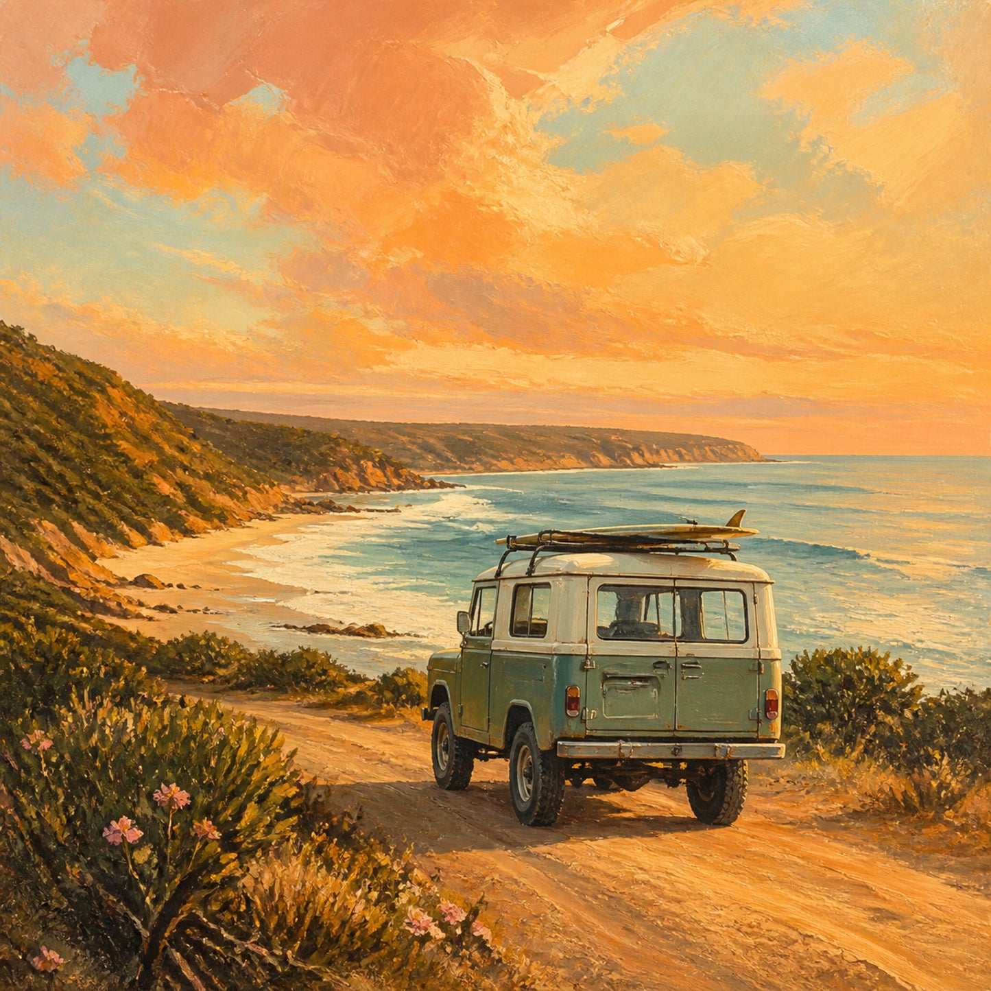 Sunlit Road Australian Coastal Canvas Wall Art