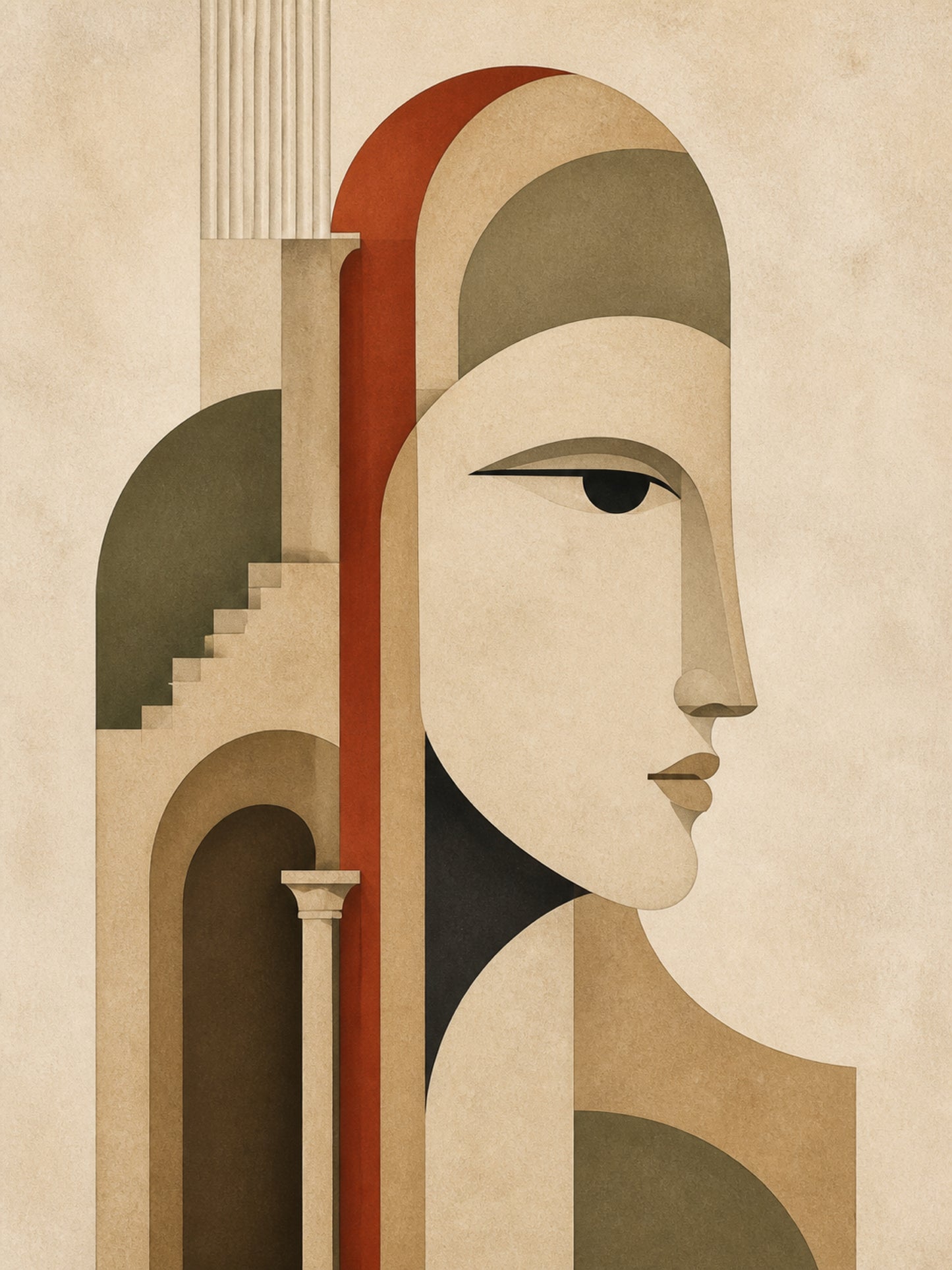 Architectural Muse Abstract Portrait Stretched Canvas