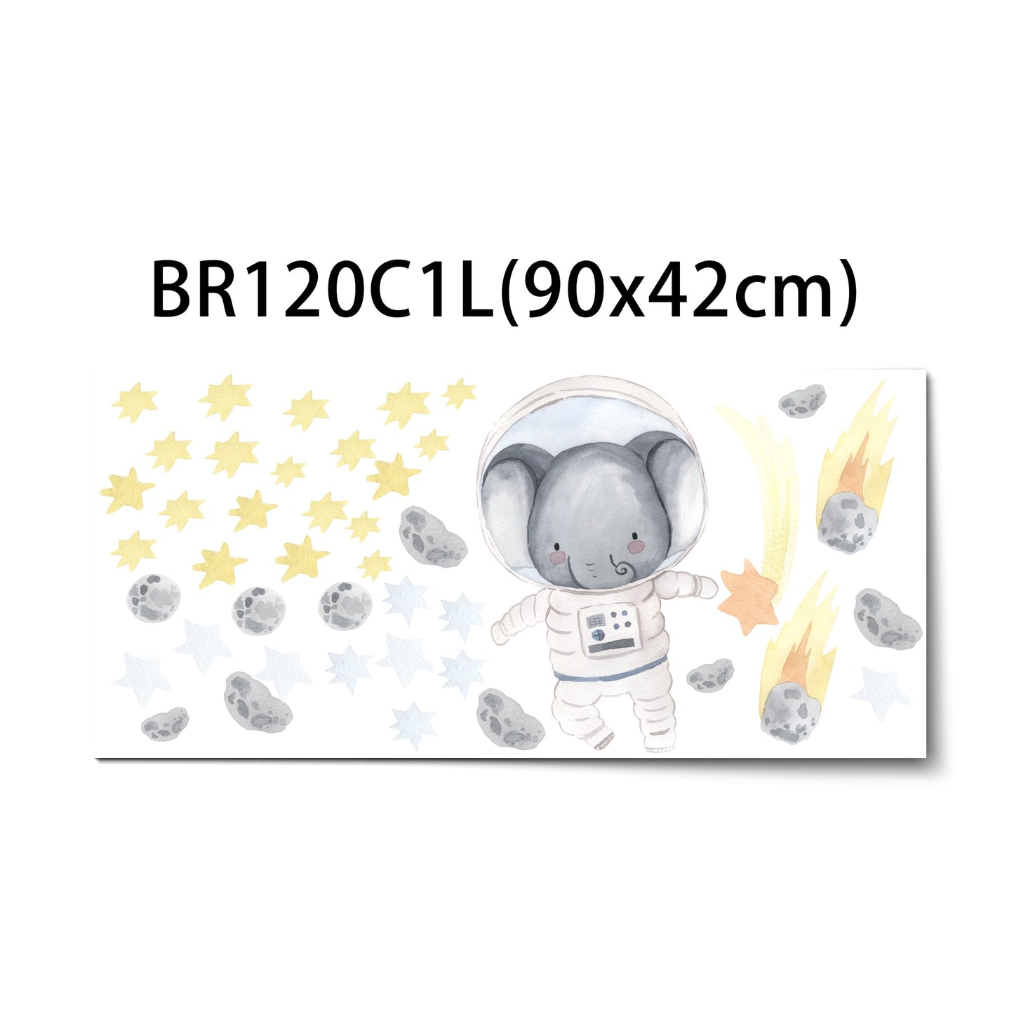 Space Animals Explorer Asteroids Rocket Koala Sloth Giraffe Astronaut Removable Wall Decal - BR120