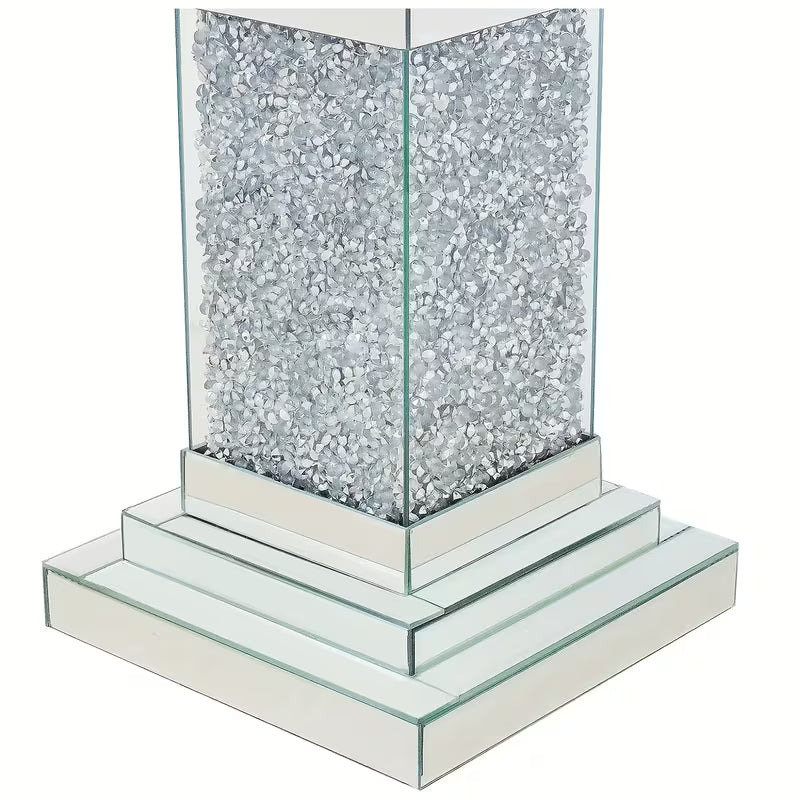 30.48cm X 50.8cm Silvery Mirrored End Table | Modern Crystal Inlay Coffee Table Glamorous Square Side Table for Living Room And Bedroom Decor – view 7