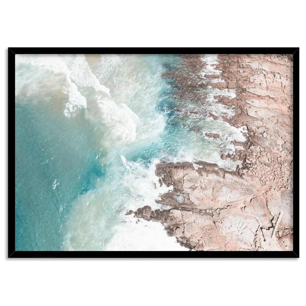 Aerial Western Australia Coast Canvas Wall Art – black floating frame