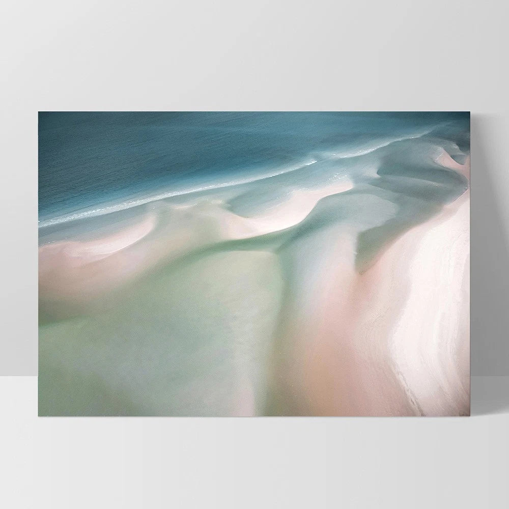 Whitehaven Beach Pastel Dusk Canvas Wall Art – white floating frame