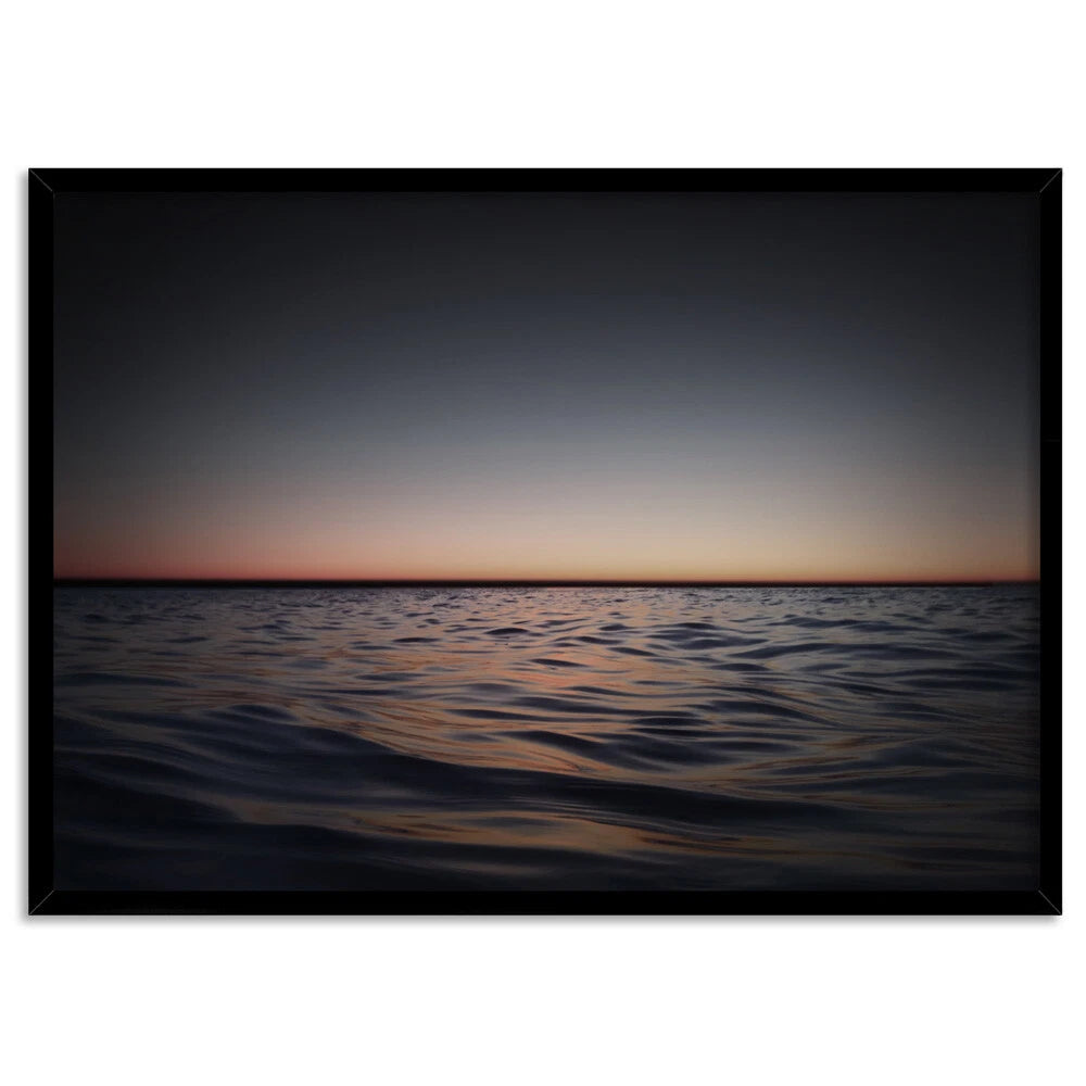 Dramatic Dark Ocean Waves Canvas Wall Art – black floating frame