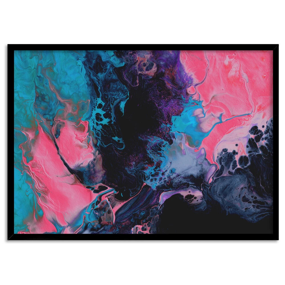Contemporary Abstract Painting Canvas Wall Art – black floating frame