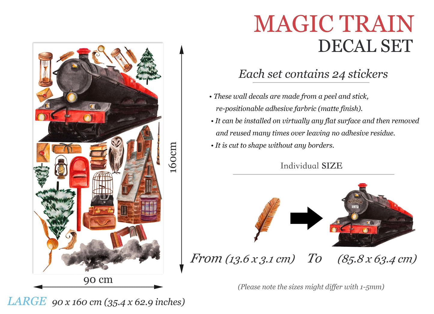 Enchanted Magical Express Train Wall Decal - Removable Peel and Stick