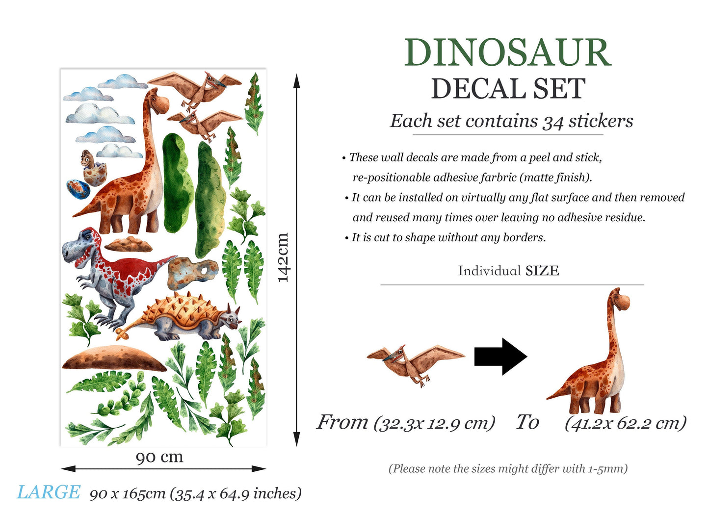 Dinosaurs Prehistory Tyrannosaurus Rex Removable Wall Decal - Peel and Stick - BR402