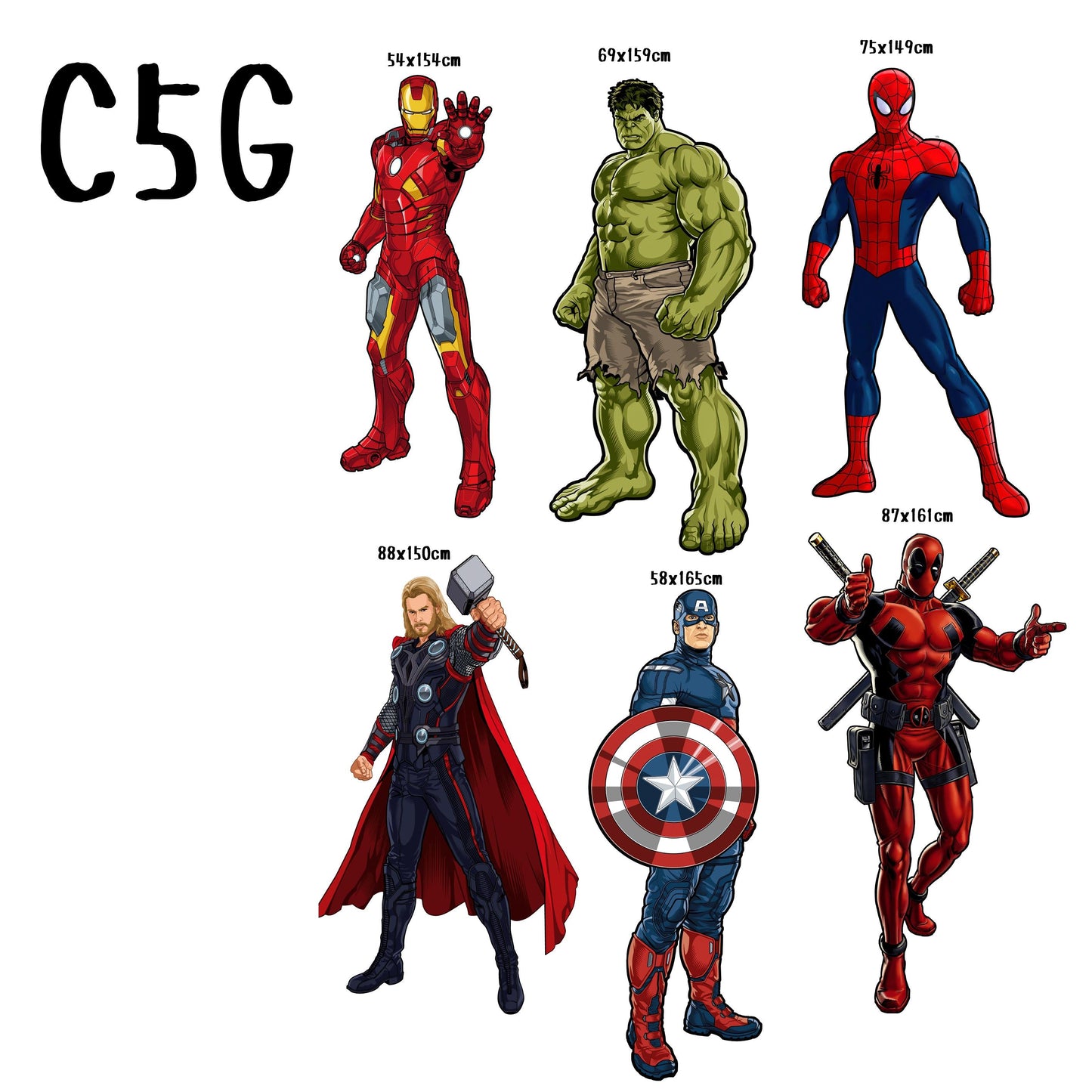 Standing Superhero Avengers Wall Decal - Spiderman Captain America Hulk Iron Man - Boy Bedroom Decor