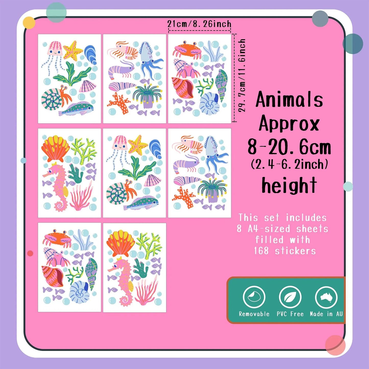 Colorful Ocean Wall Decals Sea Animals Kids Room Wall Stickers