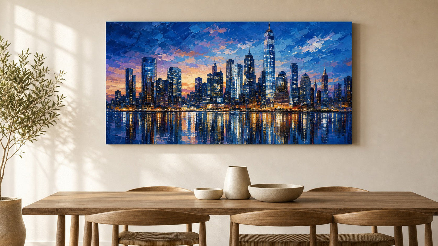 Twilight City Reflections Canvas