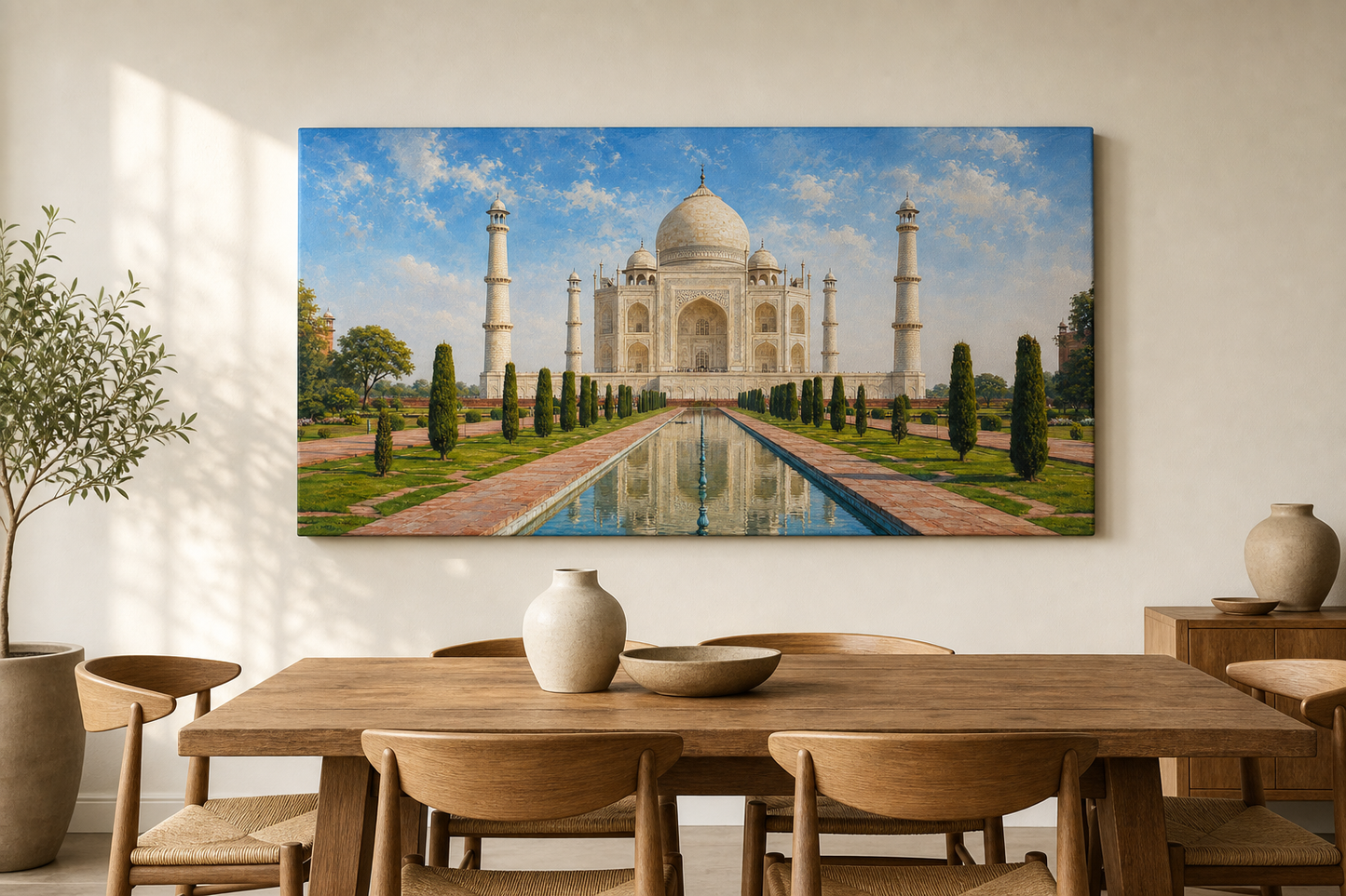 Taj Mahal Reflection Panorama Canvas
