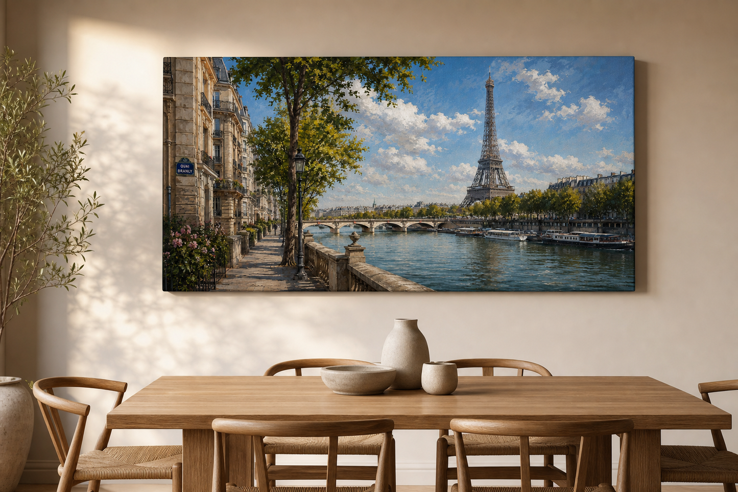 Paris Riverside Eiffel Tower Canvas