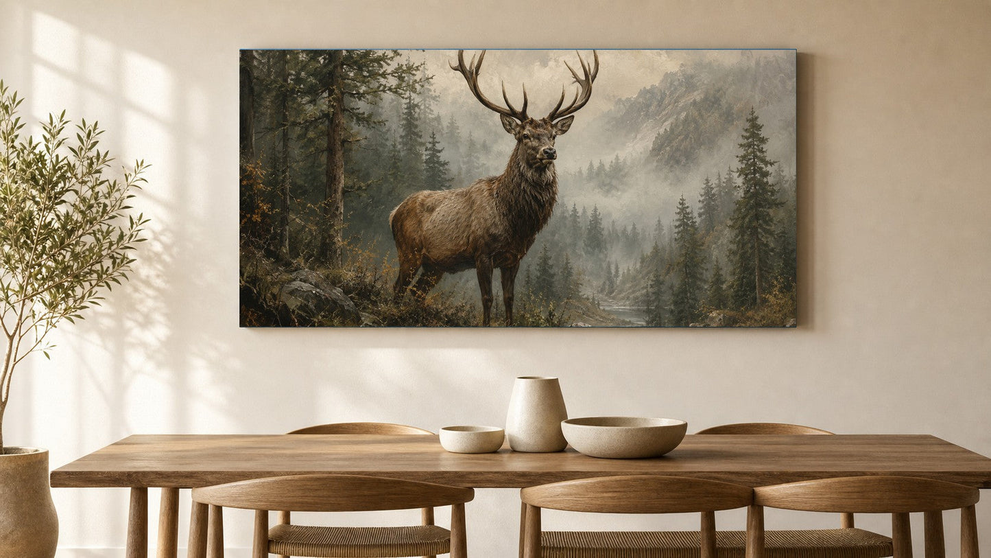 Misty Stag Woodland Canvas