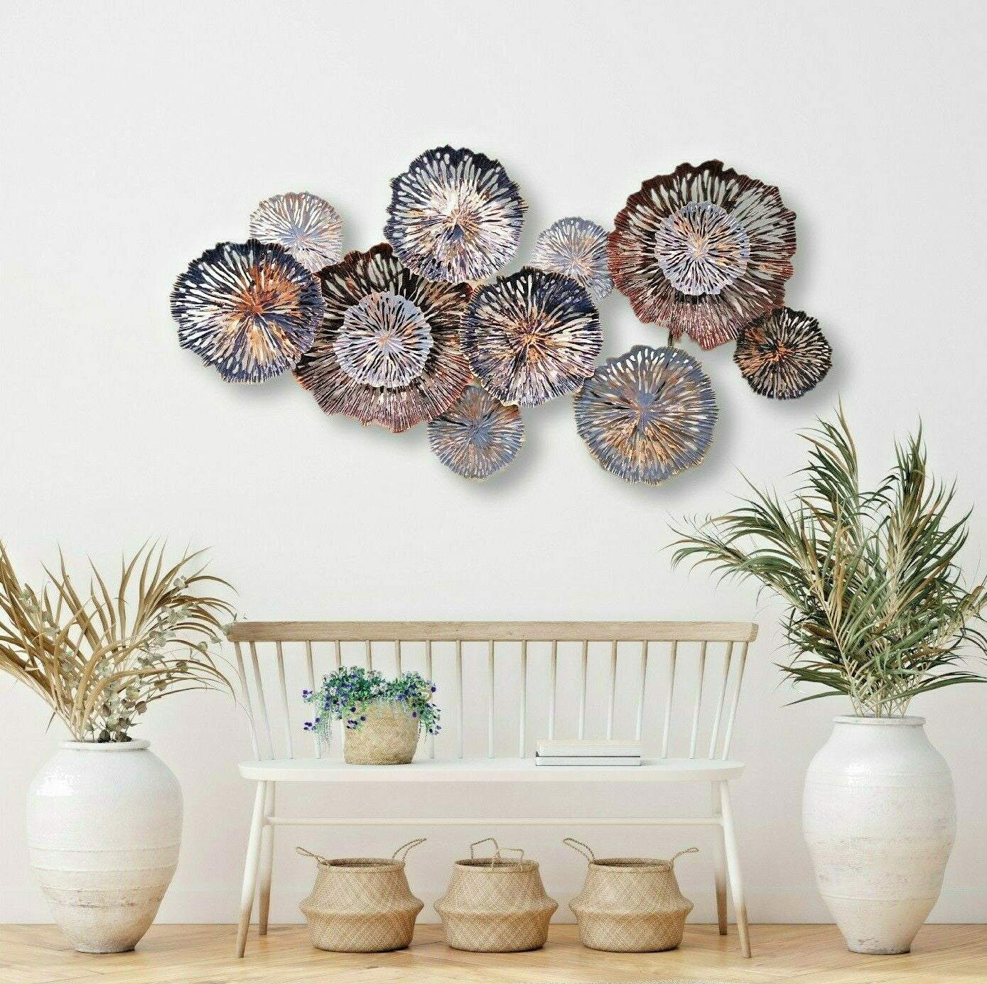 138cm Metal Wall Art Circles Hanging Sculpture - Angle 3