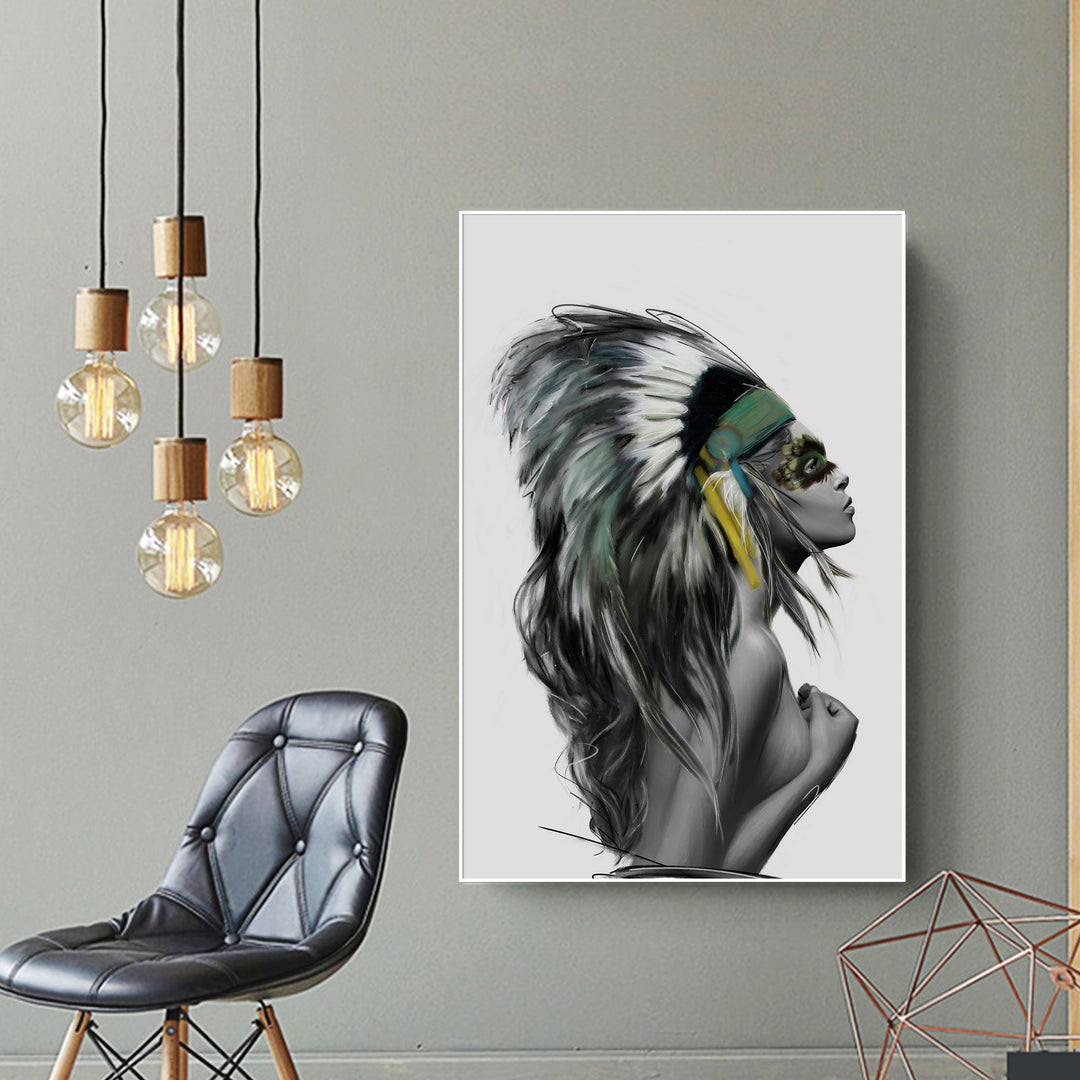 Native American Woman Portrait Canvas Wall Art – product view 9