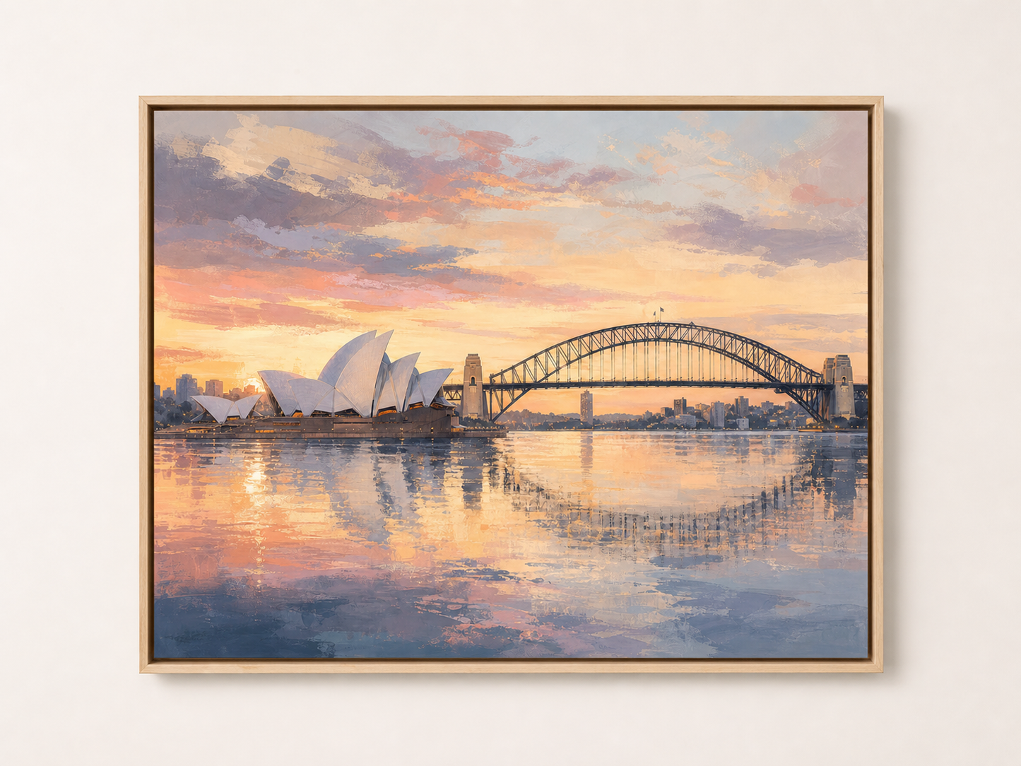 Sydney Harbour at Dawn Canvas Wall Art – birch floating frame