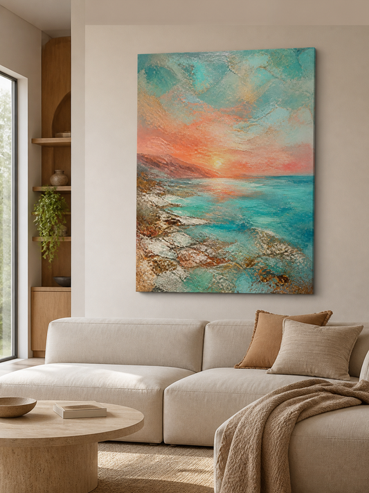 Coastal Afterglow Textured Canvas Wall Art