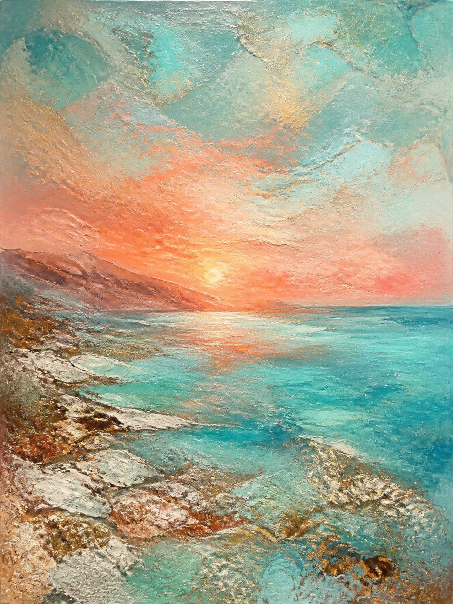 Coastal Afterglow Textured Canvas Wall Art