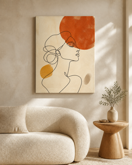 Sienna Sun Abstract Portrait Stretched Canvas Wall Art