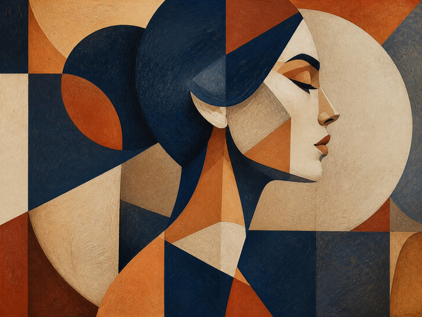 Terracotta Profile Geometric Canvas Wall Art