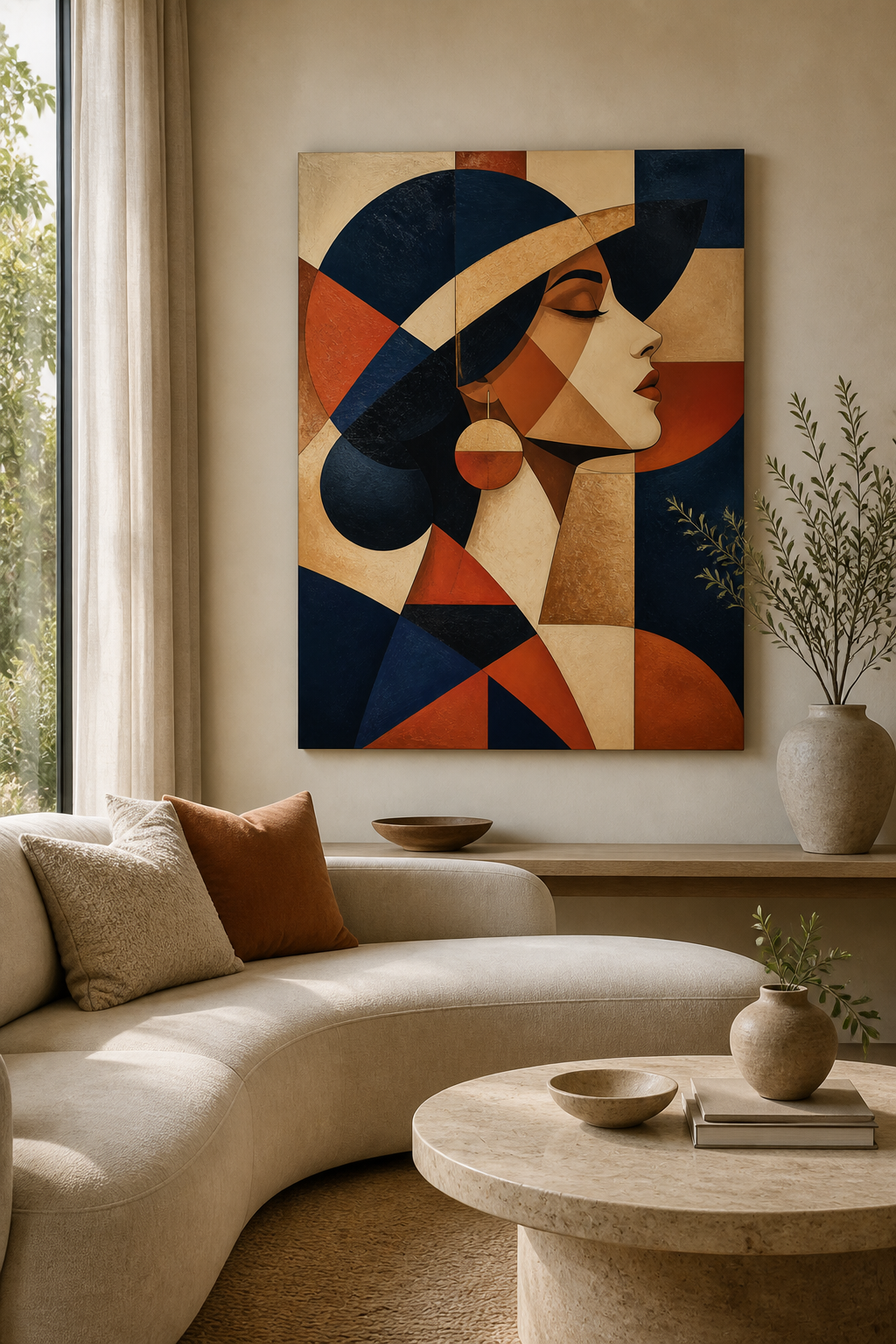 Terracotta Profile Geometric Canvas Wall Art