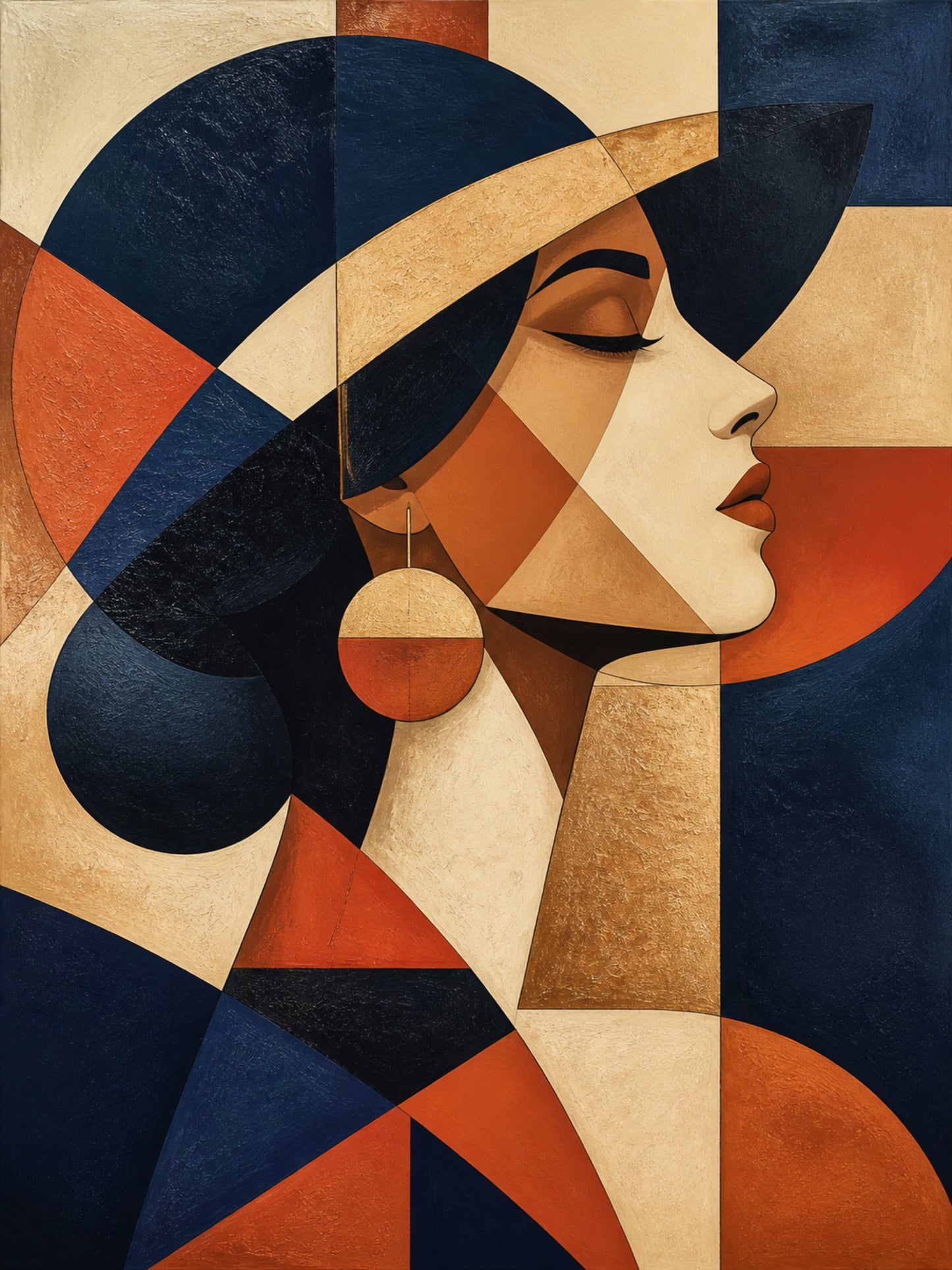 Terracotta Profile Geometric Canvas Wall Art
