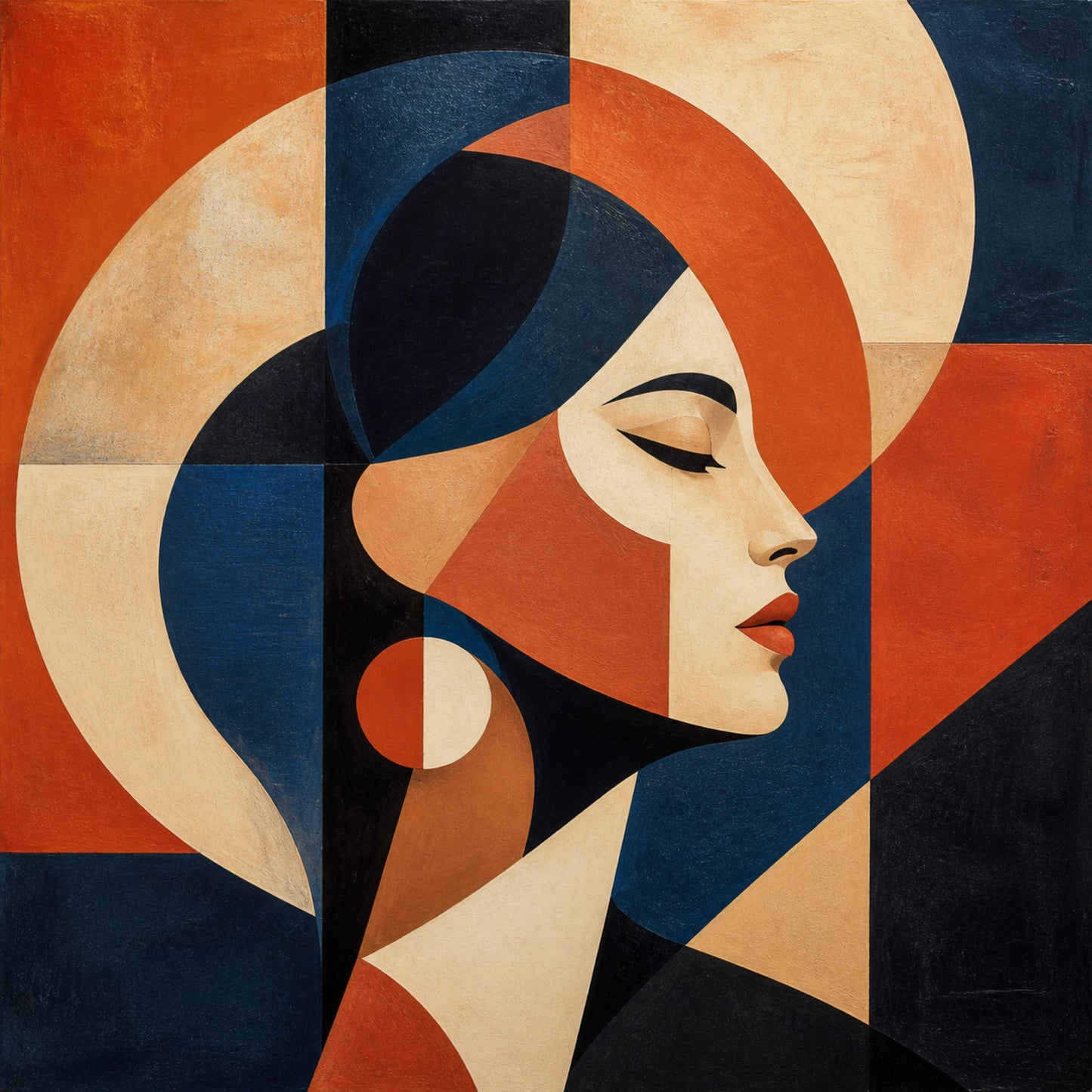 Terracotta Profile Geometric Canvas Wall Art
