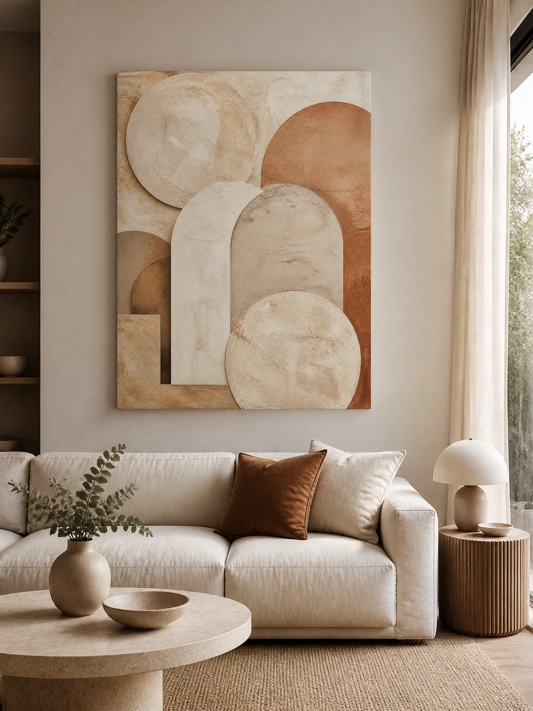 Quiet Arches Neutral Abstract Canvas Wall Art