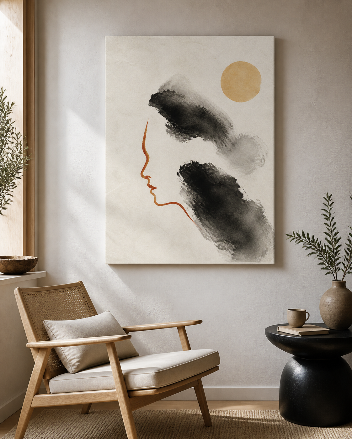 Quiet Ink Profile Minimalist Stretched Canvas Wall Art
