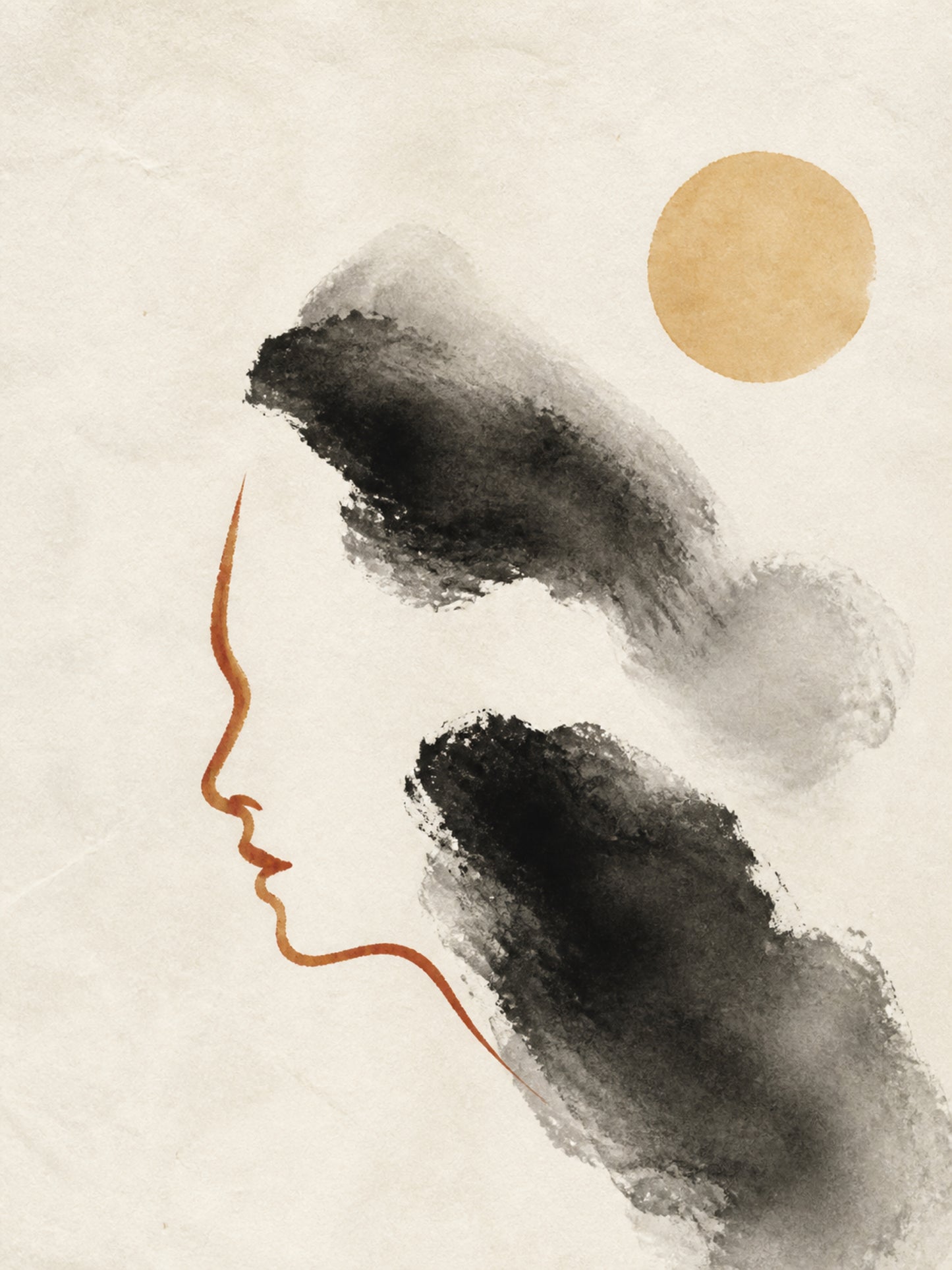 Quiet Ink Profile Minimalist Stretched Canvas Wall Art