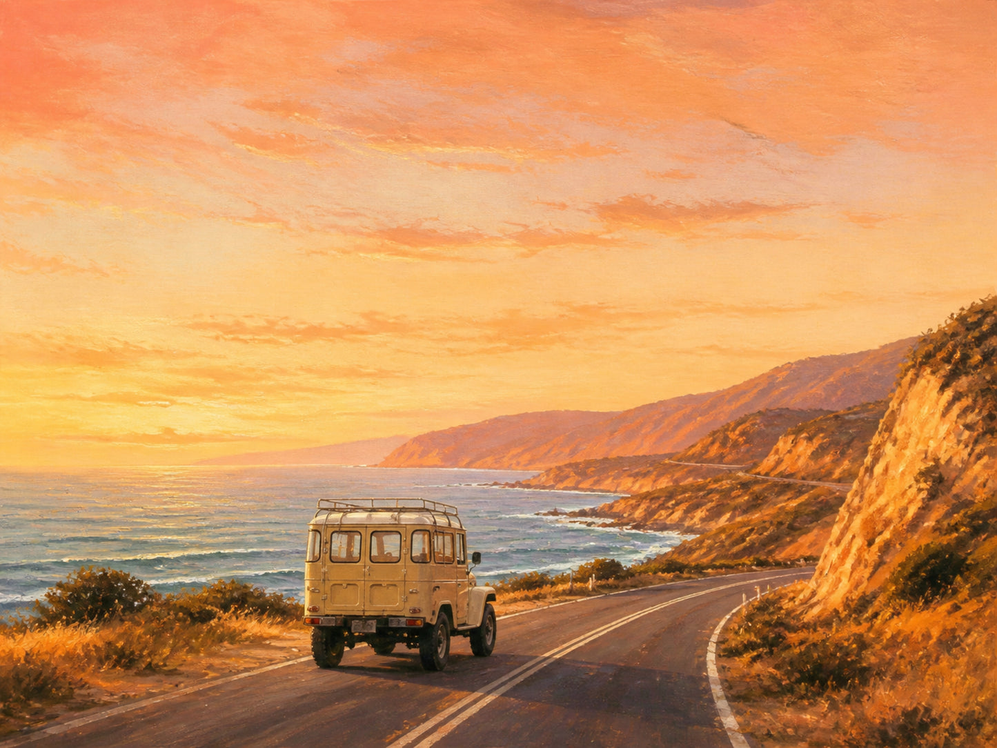 Sunlit Road Australian Coastal Canvas Wall Art
