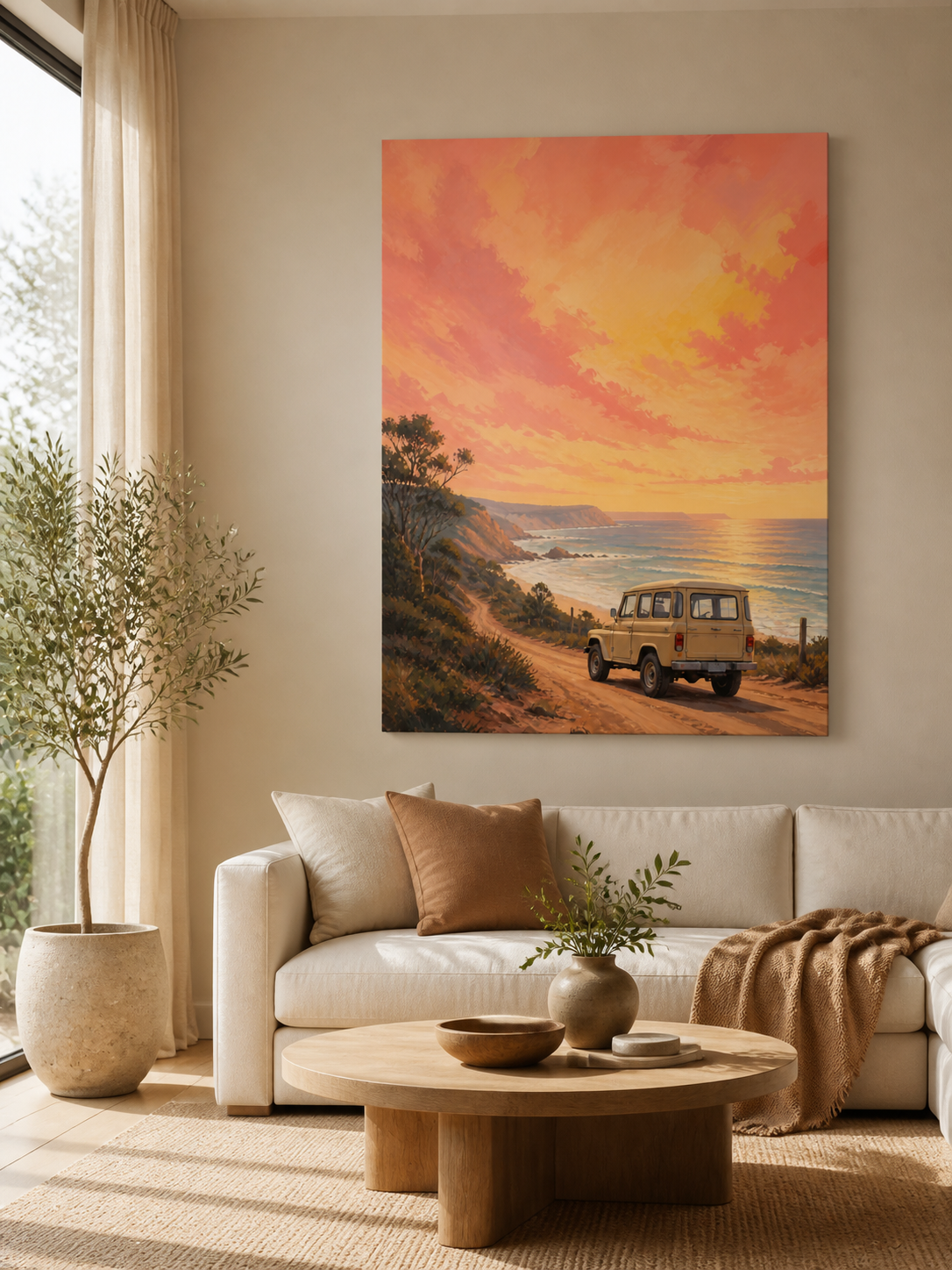 Sunlit Road Australian Coastal Canvas Wall Art