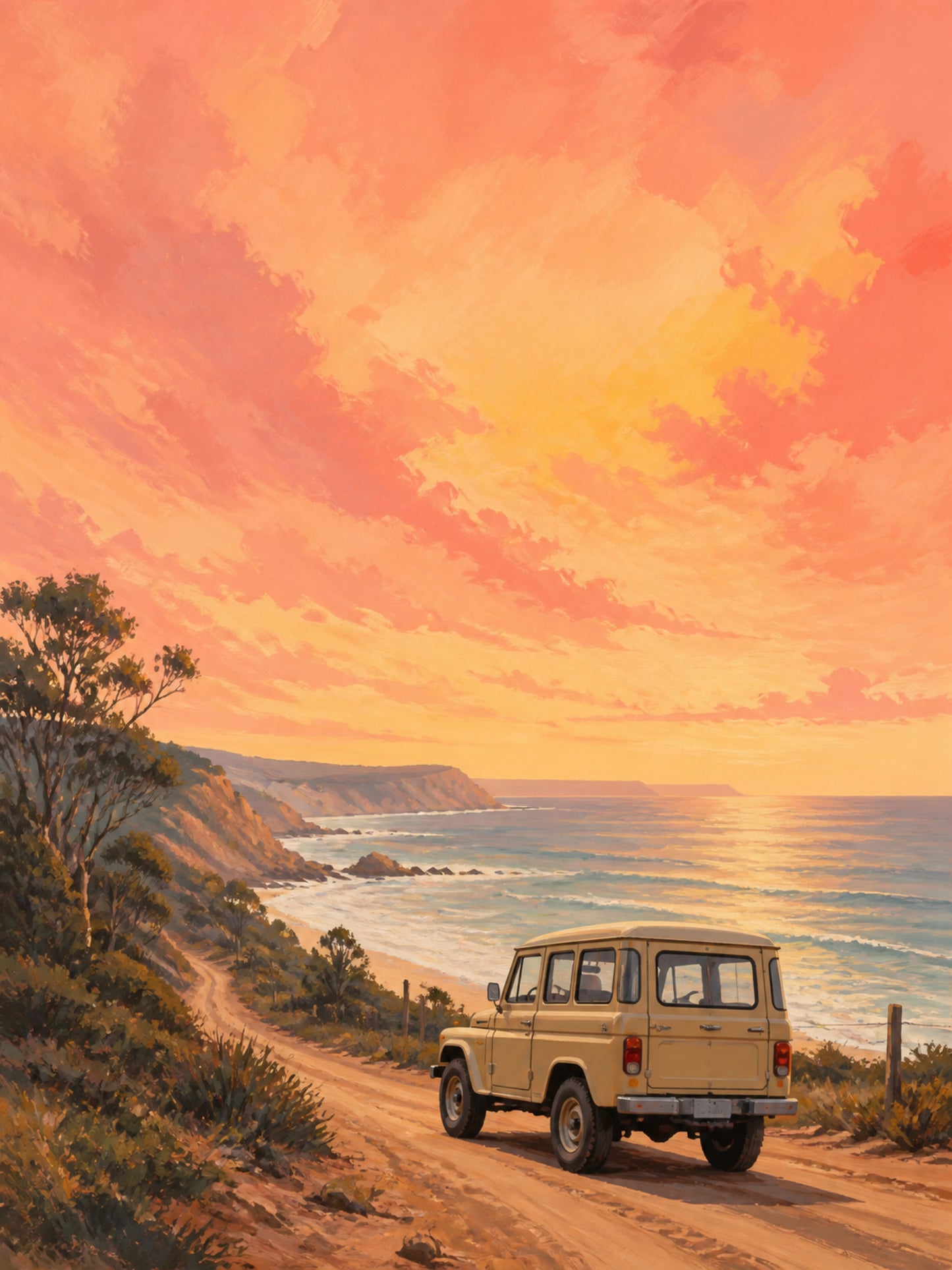 Sunlit Road Australian Coastal Canvas Wall Art