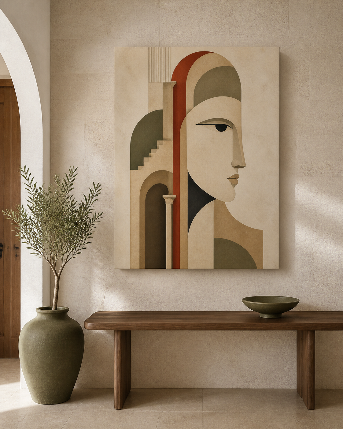 Architectural Muse Abstract Portrait Stretched Canvas
