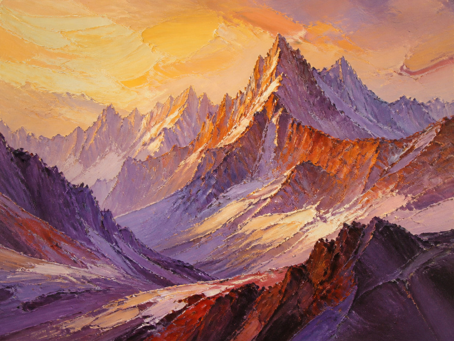 Alpine Dawn Textured Mountain Canvas Wall Art
