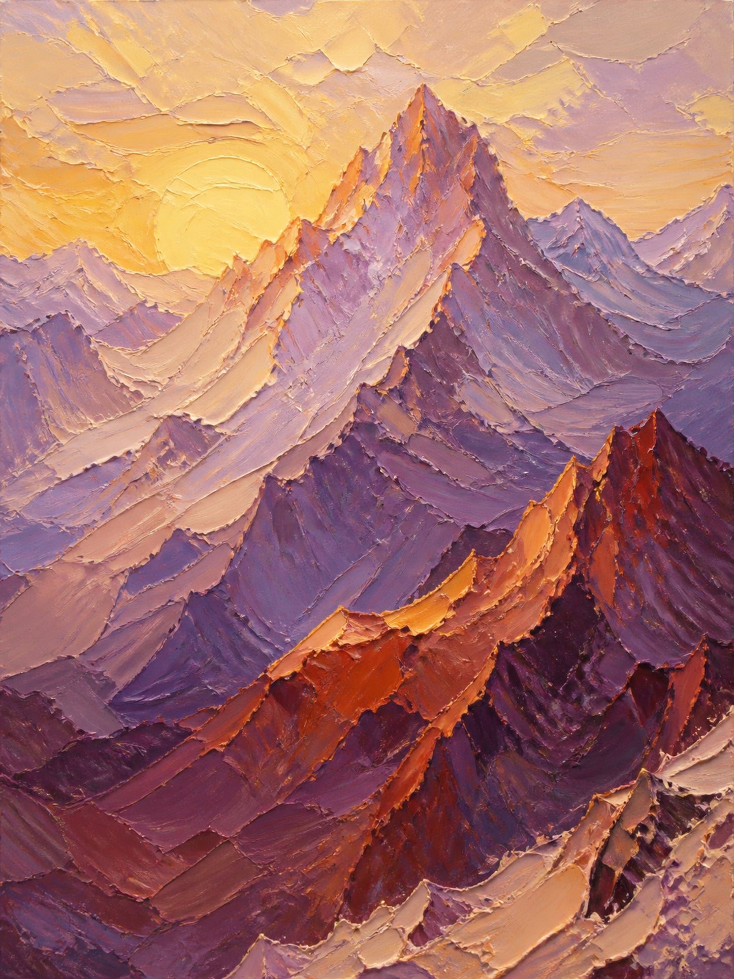 Alpine Dawn Textured Mountain Canvas Wall Art