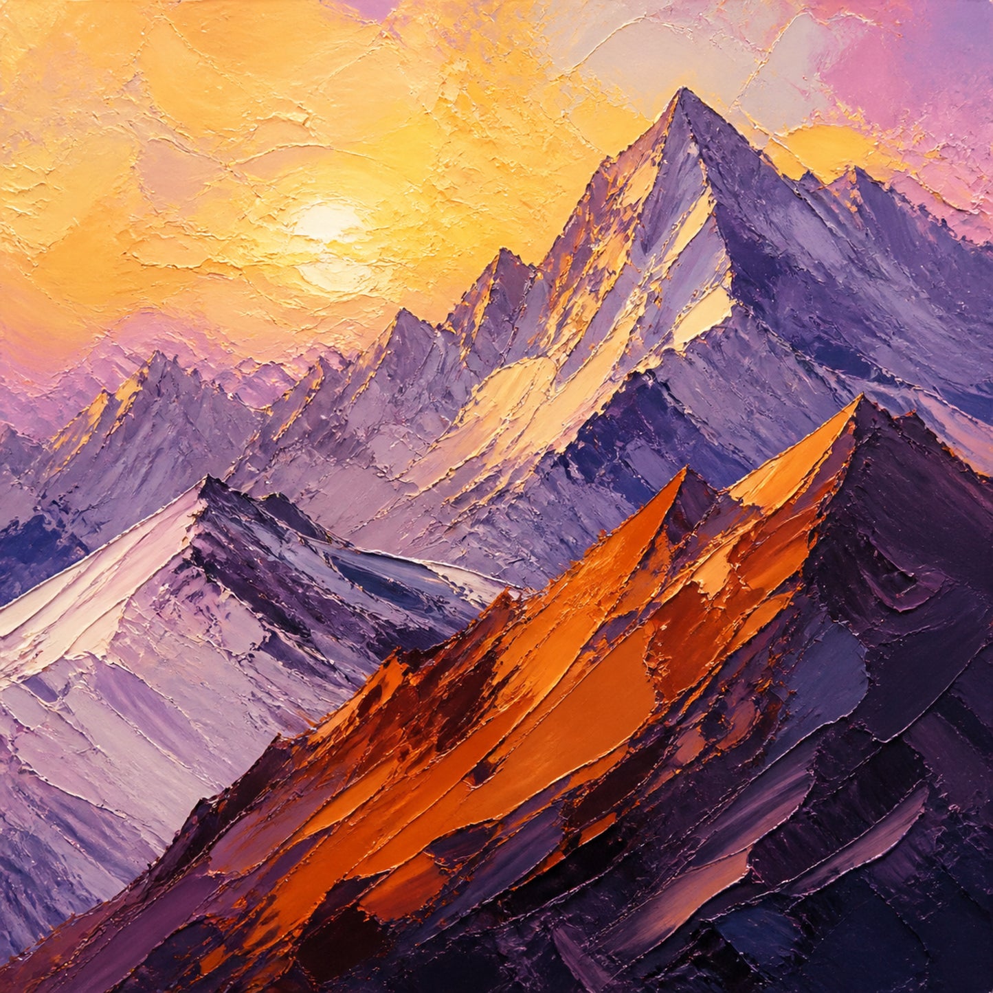 Alpine Dawn Textured Mountain Canvas Wall Art