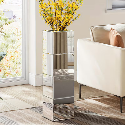 27.5 Inch Contemporary Mirrored Vase That Reaches From Floor To Ceiling Featuring A High Displaying Fresh Artificial Or Dried Flowers Ideal For Living Rooms Bedrooms And – view 1