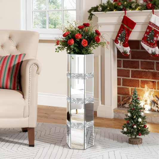 27.95 Luxury Mirrored Vase With Diamond Embedded Design Modern Living Room Accessory Suitable For Fresh Dried Artificial Flowers – view 1