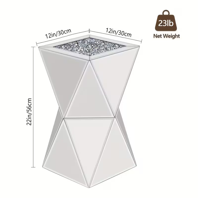 30.48 cm X 30.48cm X55.88 cm Silvery Mirror Geometric Edge Table with Diamond Broken Grain Tabletop Decoration, Space Saving Design, Geometric Small Mirror Coffee Table, Suitable for Living Rooms, Bedrooms, Corners, And Small Spaces – view 3