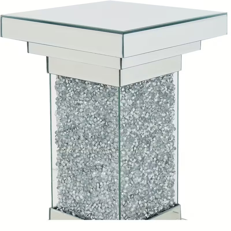 30.48cm X 50.8cm Silvery Mirrored End Table | Modern Crystal Inlay Coffee Table Glamorous Square Side Table for Living Room And Bedroom Decor – view 5