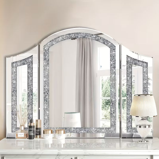 31.5 6 Vanity Mirror With Diamond Inlay Arched High Definition Suitable For Bedroom And Vanity Layout – view 1