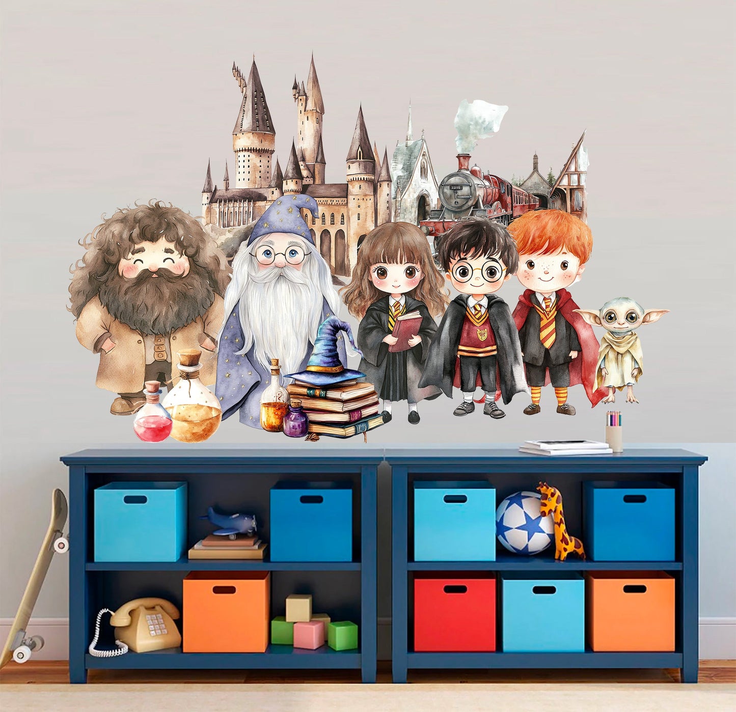 Wizard School Wall Decal, Magic Castle Kids Room Sticker, Fantasy Nursery Decor-BR574