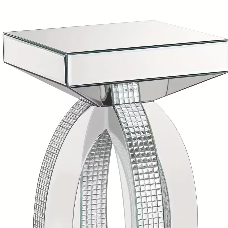 59.99cm Crystal-Embedded Base Mirror-Edged Table, Chic Small Table for Decoration, Sturdy Base That Conserves Space, Perfect Option for Living Room And Bedroom – view 5
