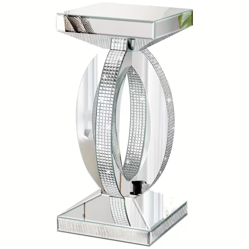 59.99cm Crystal-Embedded Base Mirror-Edged Table, Chic Small Table for Decoration, Sturdy Base That Conserves Space, Perfect Option for Living Room And Bedroom – view 6