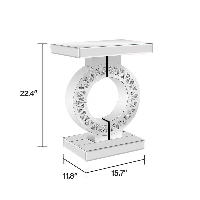 60.96cm Circular Mirror Table, Diamond Inlay, Smooth Edge Craftsmanship, Suitable for Living Room/Bedroom – view 3