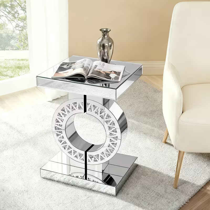 60.96cm Circular Mirror Table, Diamond Inlay, Smooth Edge Craftsmanship, Suitable for Living Room/Bedroom – view 5